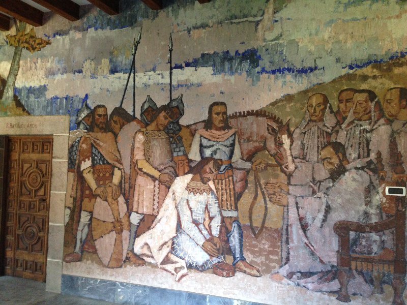Artwork in the halls of the second floor of the monastery.