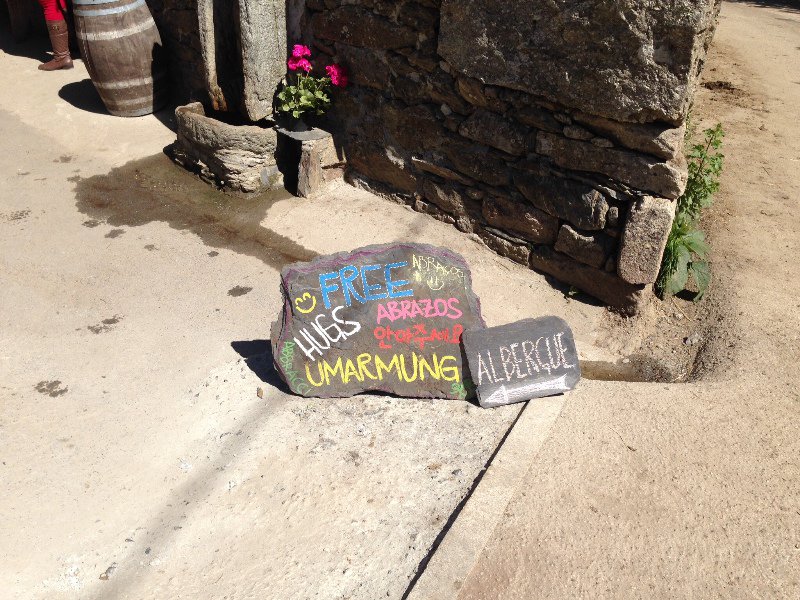 Village offering free hugs on the Camino today.