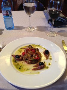 Roasted vegetable salad in Sarria, bit fancy!