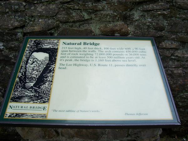 Natural Bridge Sign