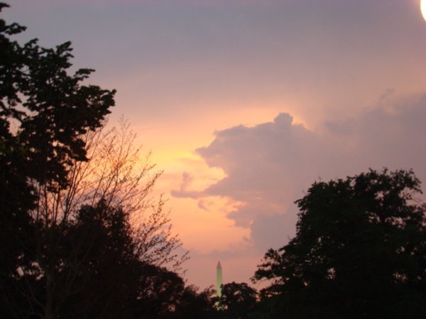 Beautiful clouds as sun sets over Washington Monument