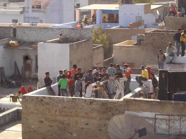 Tmara Dancing with Locals on a Rooftop in Pushkar