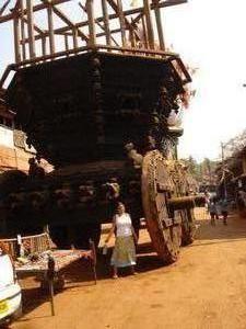 Tamara In Gokarna town with a big cart