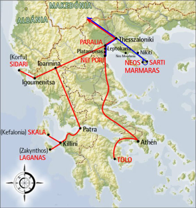 Bus route in Greece