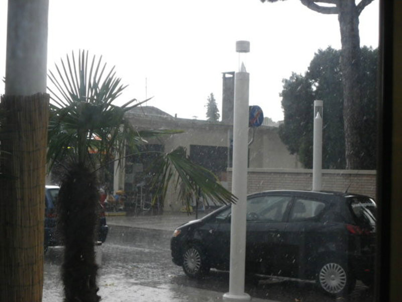 Pouring rain on the main street