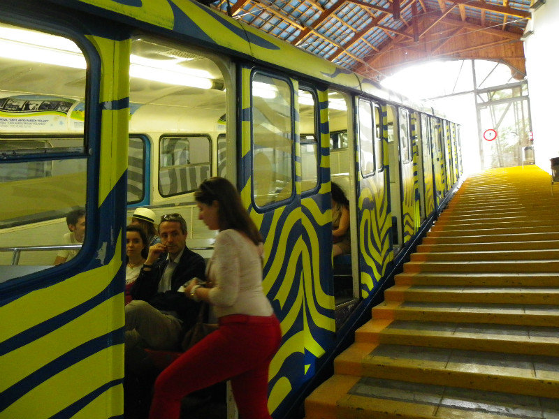 Catching the cable car to Tibidabo