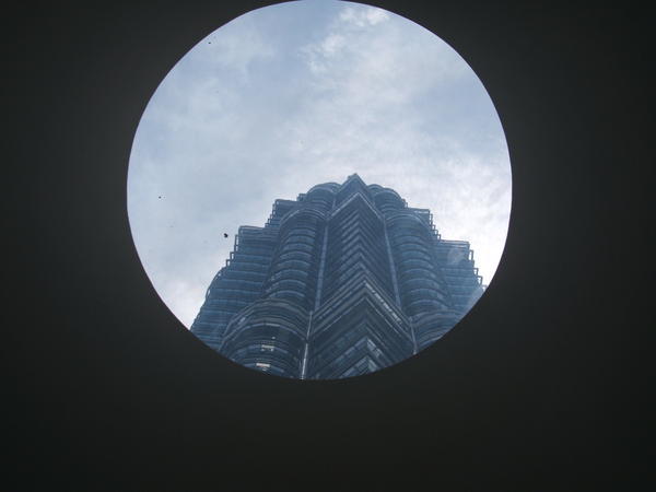 Looking up from the Petronas Twin Towers Skybridge