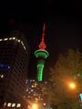 Red and green Sky Tower