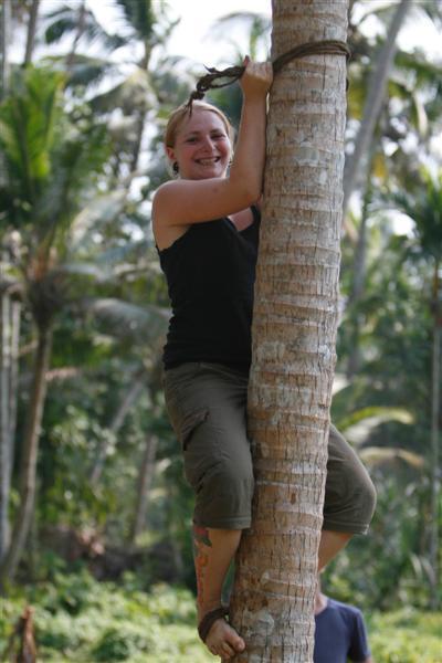 Me climbing a palm tree