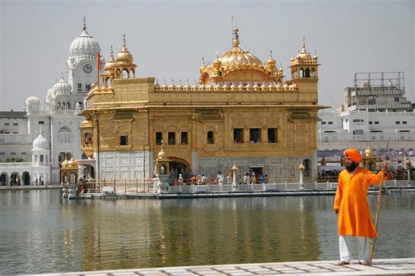 Orange Sikh, golden temple