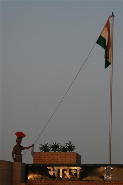 lowering the Indian flag