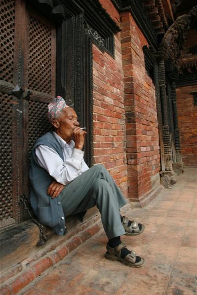 Nepali man smoking