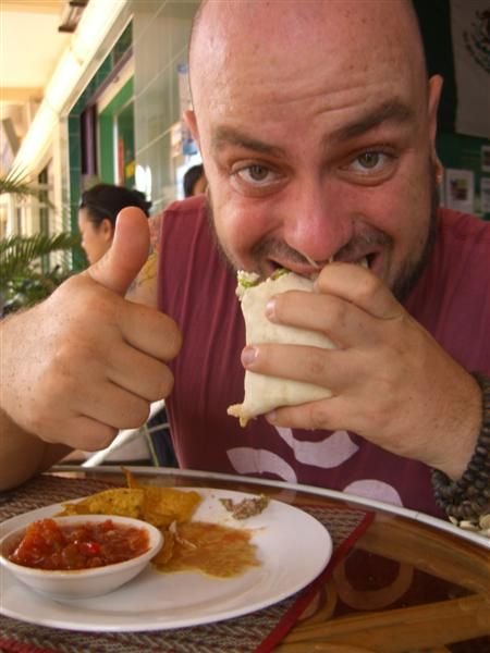 a very happy Jeff with his Mexican food