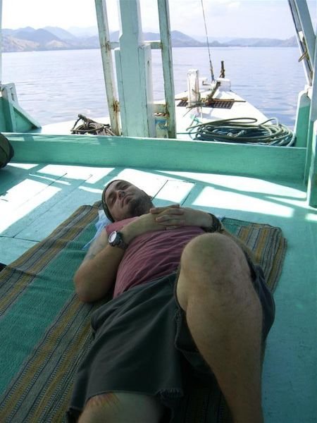 Jeff napping on the boat