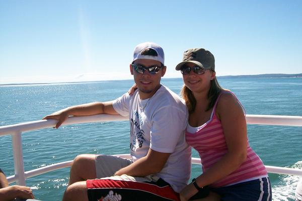 Crazy Couple on ferry to Fraser Island...