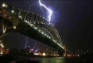 Lightning hitting the bridge