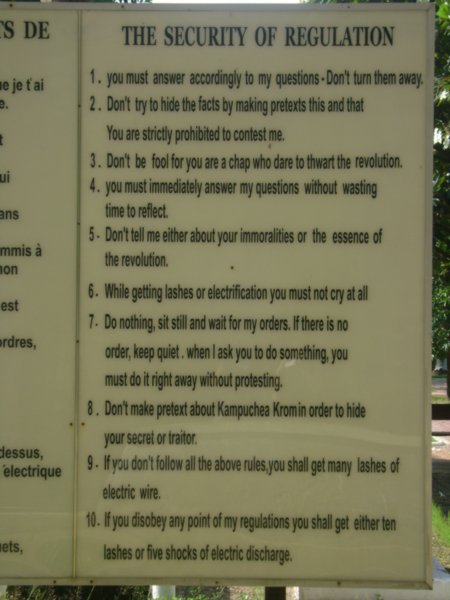 List of rules at S-21