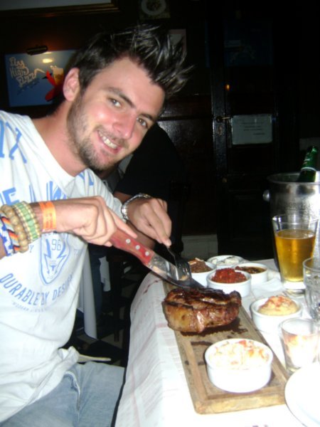 Extremely happy man with my Argentinian steak!
