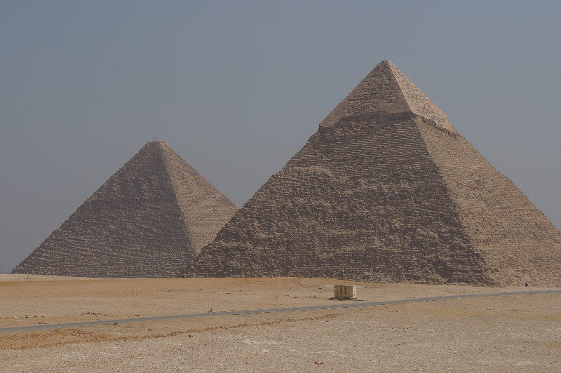 Khafre's pyramid appearing taller, a trick he used to try and beat his dad's great pyramid beside it