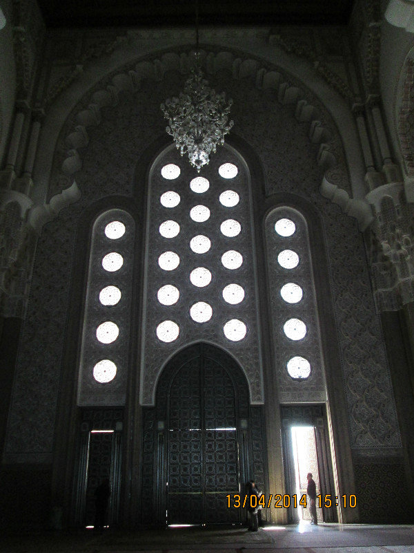 Huge doors in Hassan II moque-see man in smaller door