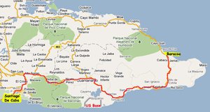 Map-Santiago to Baracoa