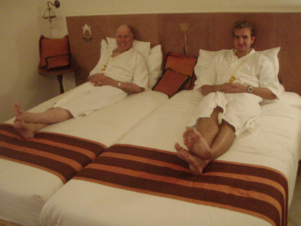 steve and grandpa in luxury at the taj view hotel