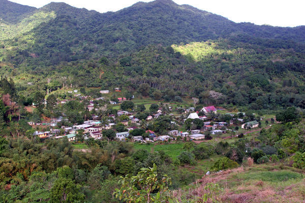 Lovoni village nestled in the crater