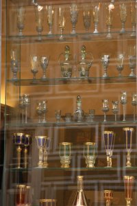 Replicas of historic glass for sale at Prague Castle