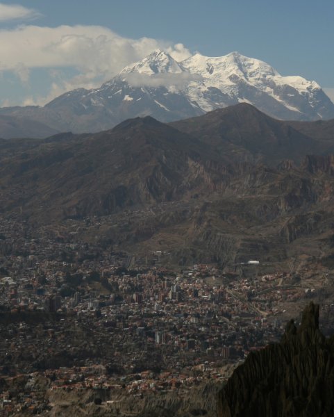Illimani watches over La Paz