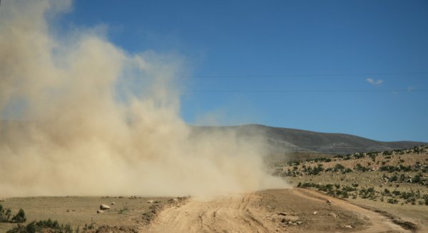 Dust from a passing truck