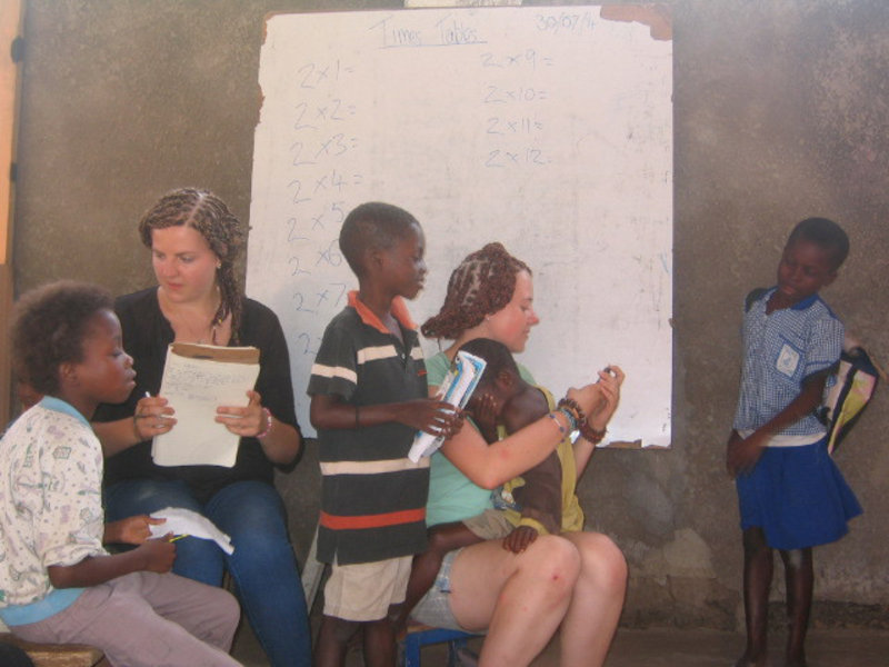 Teaching at the orphanage