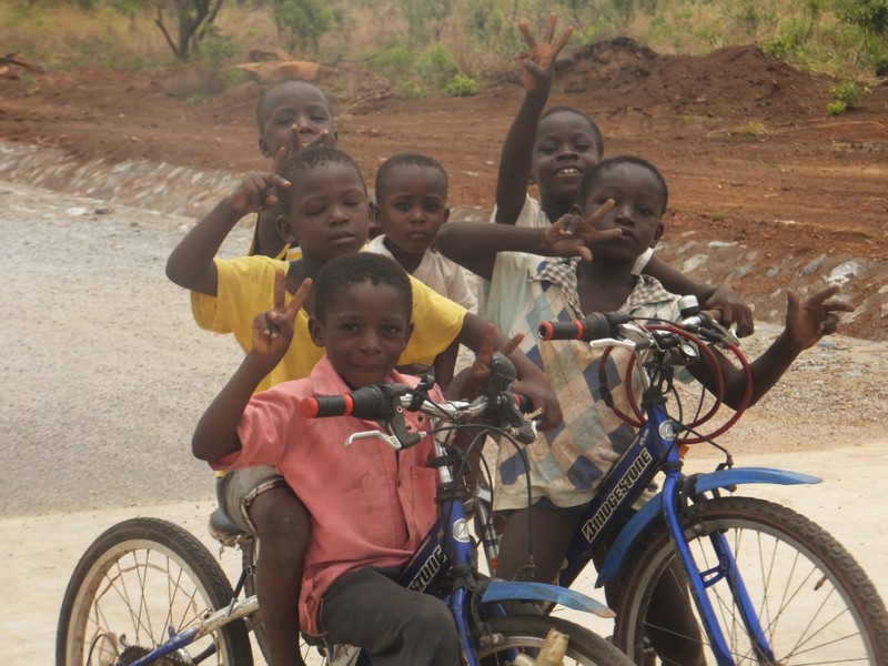 These six boys rode homw from school on two bicycles right after this photo was taken