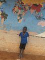 World map painted on the side of the school