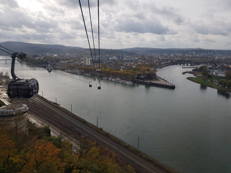 Mit der Seilbahn über den Rhein.