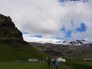 Blick auf den bösen und berühmten Vulkan Eyjafjallajökull.