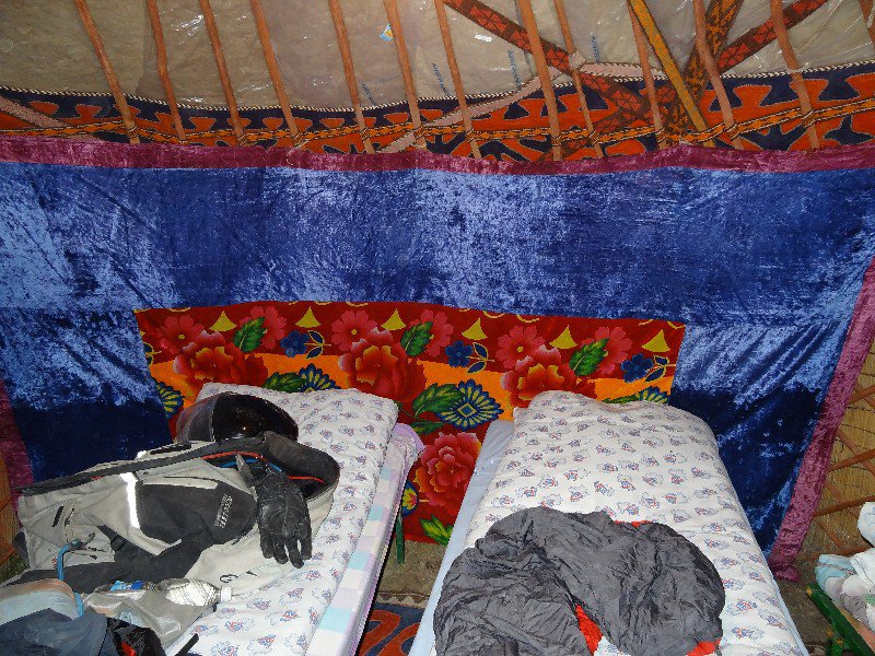 steel beds in authentic Yurt.