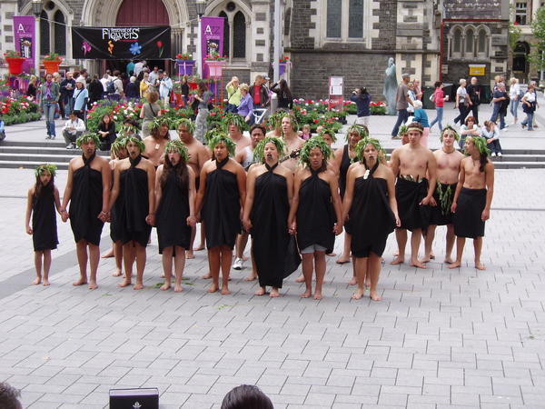 Maori Singers in Cathedral Square, Christchurch