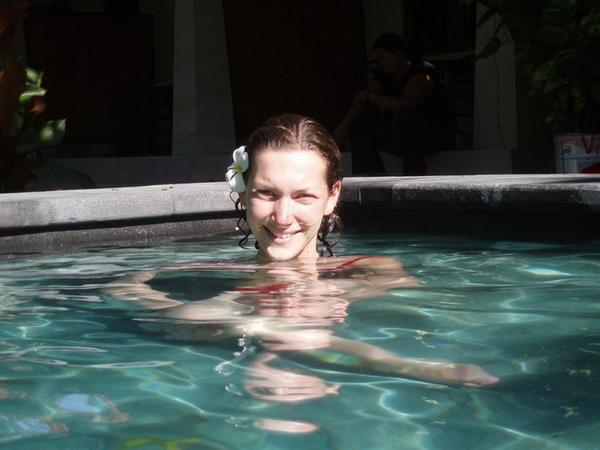 Emma in our lovely little pool in Kuta