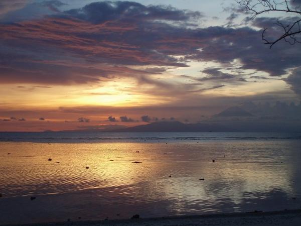 sunset over rinjani from the little island