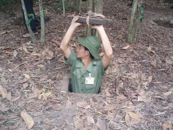 One of the tiny Chu Chi tunnels