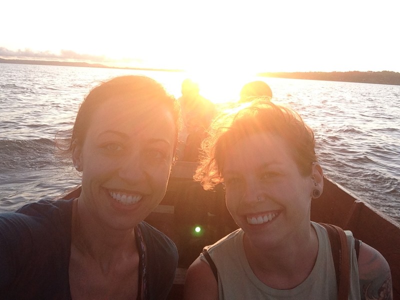Laura and I boating on Lake Victoria