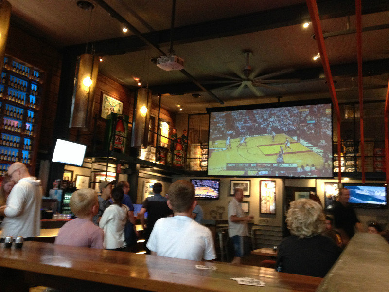 Catching an NBA game on the big screen, Cairns