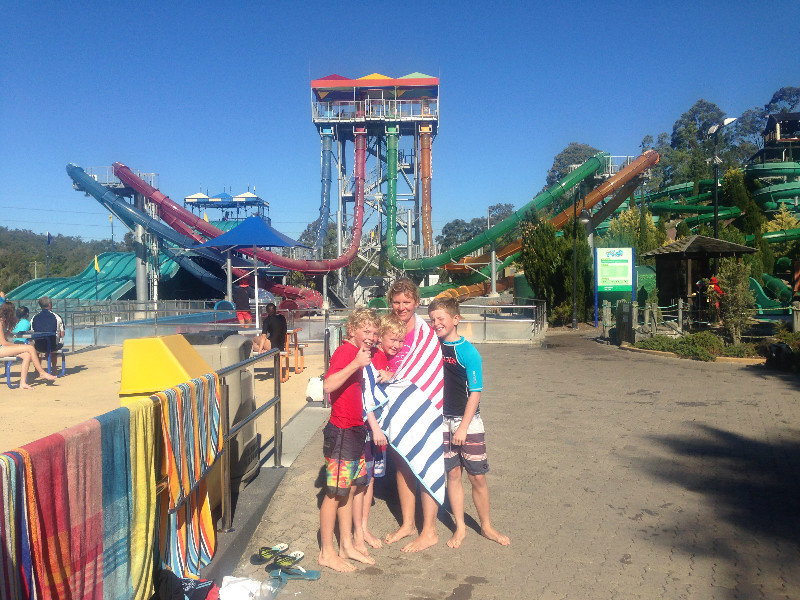 In front of the Aqualoop at Wet n Wild - terrifying