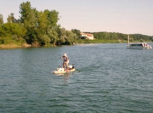 Paddle boarder on the  Saone (1)