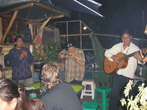 Ecuadorian band playing in Secret Garden hostal