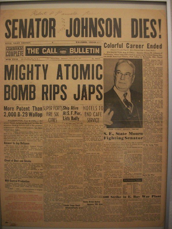 atomic bomb newspaper from america