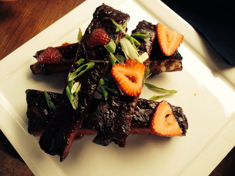 Smoked St. Louis Spareribs with Strawberry Cinnamon Barbecue sauce