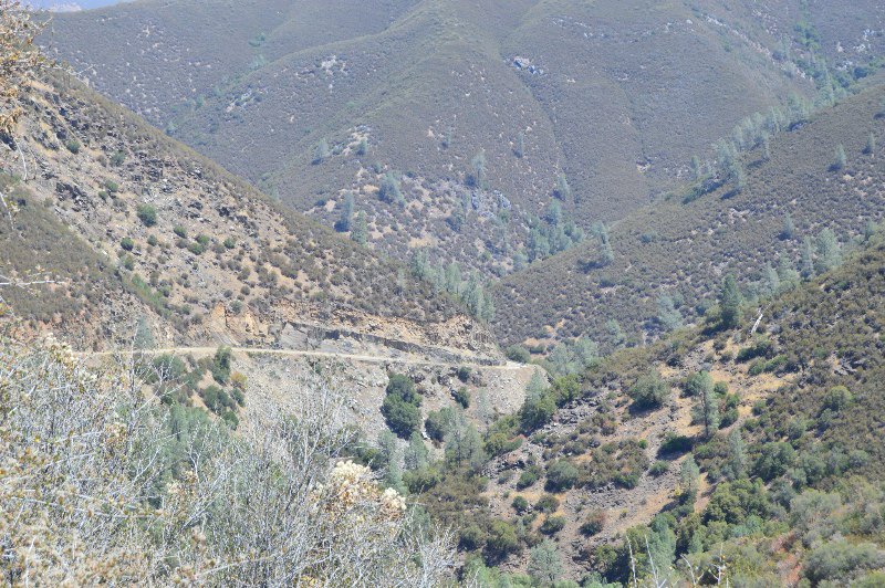 View of our road switching back through Sierra Nevada mountains near Briceburg