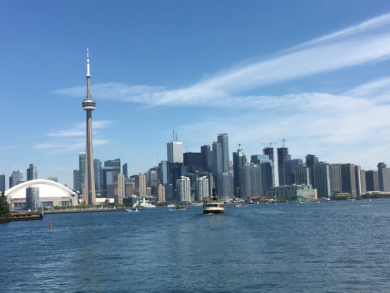 Toronto skyline, including CN tower, from the harbor cruise