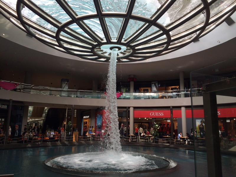 Marina Bay Sands - water feature inside the mall
